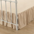 Tufted Dot Bed Skirt Queen Size Ruffled Bed Skirt with Split Corners, 12 Inch Drop Dust Ruffle Bed Skirts with Platform, Camel
