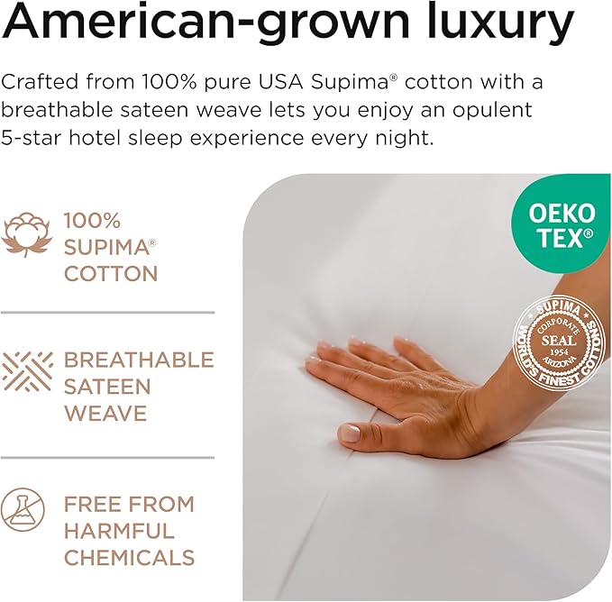 Threadmill California King Sheet Sets |Certified American Supima Cotton Sheets | 656 Thread Count 4 Piece Hotel Quality Luxury Bed Sheets Set with Elasticized Extra Deep Pocket | White Sheets