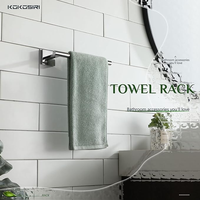 KOKOSIRI Hand Towel Bar Chrome Bathroom Towel Rail Holder Kitchen Paper Holder Wall Mounted Toilet Cabinet Mount, Polished Stainless Steel B3008CH