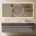Solid Wood Bathroom Vanity Set - Wall Mounted Bathroom Cabinet with Light, Mirror with Light & Defog, Exquisite Accessories (Mirror Style, 72'')
