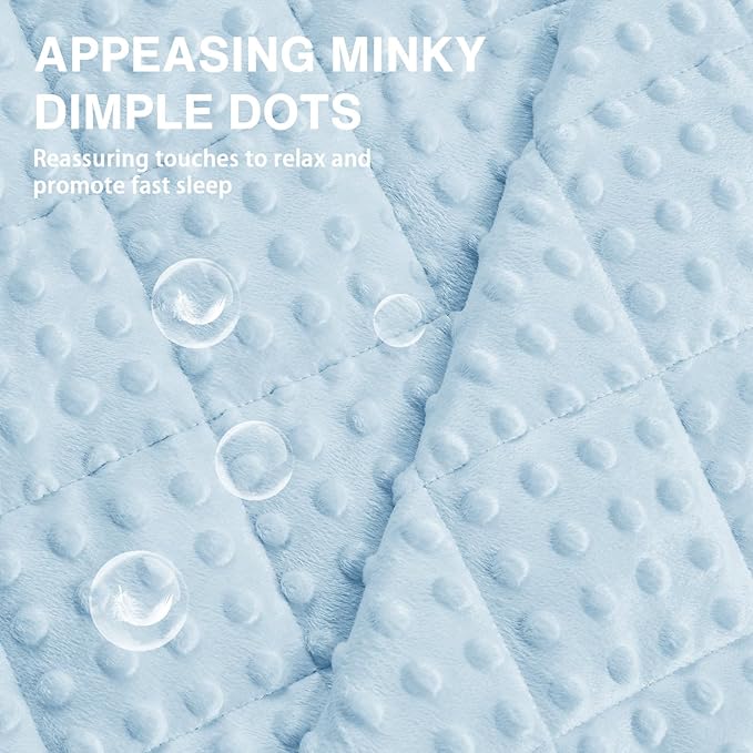yescool Weighted Blanket 7 Pounds Light Blue Twin Size Cooling Weighted Throw Blanket, Minky Heavy Blankets Warm Weighted Comforter, Big Washable Thick Blankets Gift for 60-90lbs, 40 * 60in