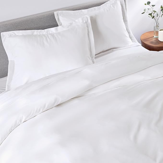 PeachSkinSheets Night Sweats: The Original 1500TC Soft King/Cali King Duvet Cover Set Classic White