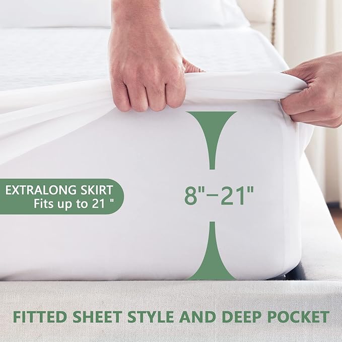 Premium Waterproof Mattress Protector California King Size, Breathable Bed Cover 3D Air Fabric Cooling Mattress Pad Cover Smooth Soft Noiseless Washable, 8''-21'' Deep Pocket (White)