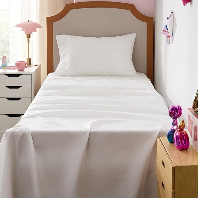 Bedsure Twin XL Sheet Sets Dorm Bedding - 3 Pieces Soft Extra Long Twin Sheets, Hotel Luxury, Easy Care Microfiber for Women, Men, Bright White