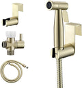 Purrfectzone Bidet Sprayer for Toilet, Handheld Bidet Sprayer Kit, Easy-to-Install Toilet Handheld Shower, Hand Held Stainless Steel Shattaf with Adjustable Flow, Cloth Diaper Set-Brushed Gold
