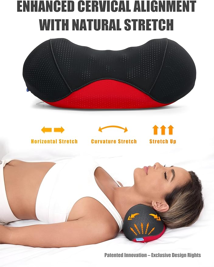 Bespilow Patented Dual-Layer Cervical Neck Roll Pillow-Comfort Top + Firm Memory Foam Base,Ergonomic Contour Support,Cooling Breathable Case- Relieves Neck Pain from Office,Travel,Sleep& Poor Posture