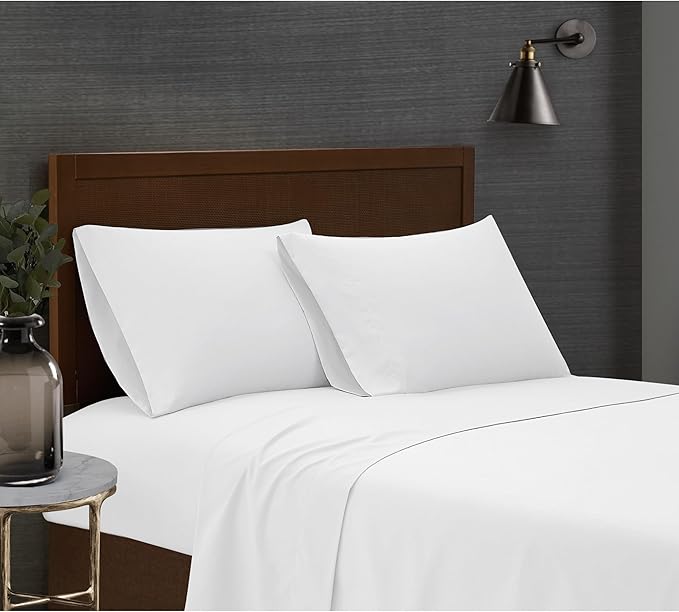 London Fog Garment Washed Solid Sheet Set White Microfiber 3-Piece Twin Sheet Set, Solid Themed, Deep Pocket, Adult and Teen, Oeko-TEX Certified
