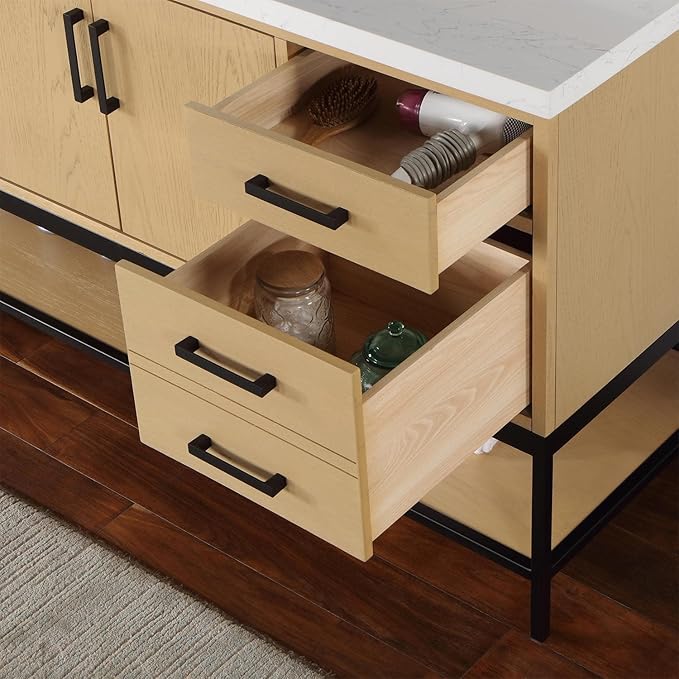 Wildy 60" Single Bathroom Vanity Set in Black Oak Without Mirror