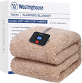Westinghouse Electric Blanket Twin Size, Soft Plush Sherpa Heated Blanket with 10 Heating Levels & 1-12 Hours Auto-Off, Machine Washable, 62x84 inches, Camel