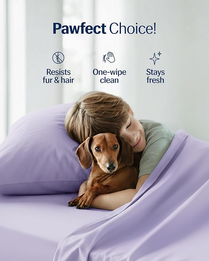 REST® Evercool®+ Starter Sheet Set, Queen, Lavender, Breathable Bed Sheets for Hot Sleeper and Night Sweats, with Pillowcases, Ionic+ Self-Cleaning Silver Yarn for Sensitive Skin, 3PCS No Flat Sheet