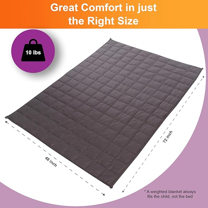 hazli 10 LBs 48" x 72" Super Soft Weighted Blanket for Kids with Removable Cover - Children Heavy Blanket for Girls and Boys - Kids Weighted Blanket
