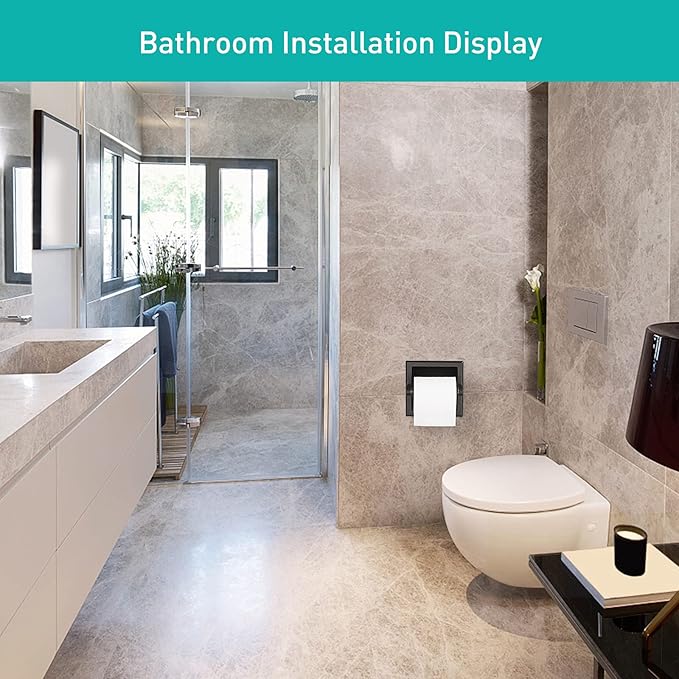 Matte Black Recessed Toilet Paper Holder/Tissue Paper Holder Stainless Steel Toilet Paper Holder in Wall for Bathroom Accessories Rear Mounting Bracket Included