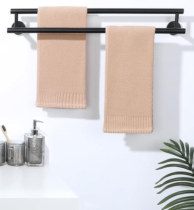 Alise Double Bath Towel Bars Towel Racks for Bathroom Lavatory,Wall Mount Towel Holder SUS304 Stainless Steel Towel Hanger Rail 20 Inch,GYT6902-500-B Matte Black