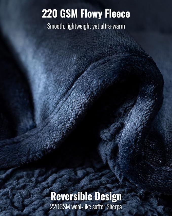 Uttermara Sherpa Fleece Weighted Blanket 15 lbs for Adult, Unicolor Ultra-Soft Fleece and Sherpa, Dual Sided Cozy Plush Blanket for Sofa Bed, 60 x 80 inches, Navy Blue