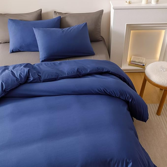 Cottonight Royal Blue Comforter Sets King Dark Blue Bedding Comforter King Size Quilts Blanket Ultra Soft Breathabe Solid Bedding Set for Women Men