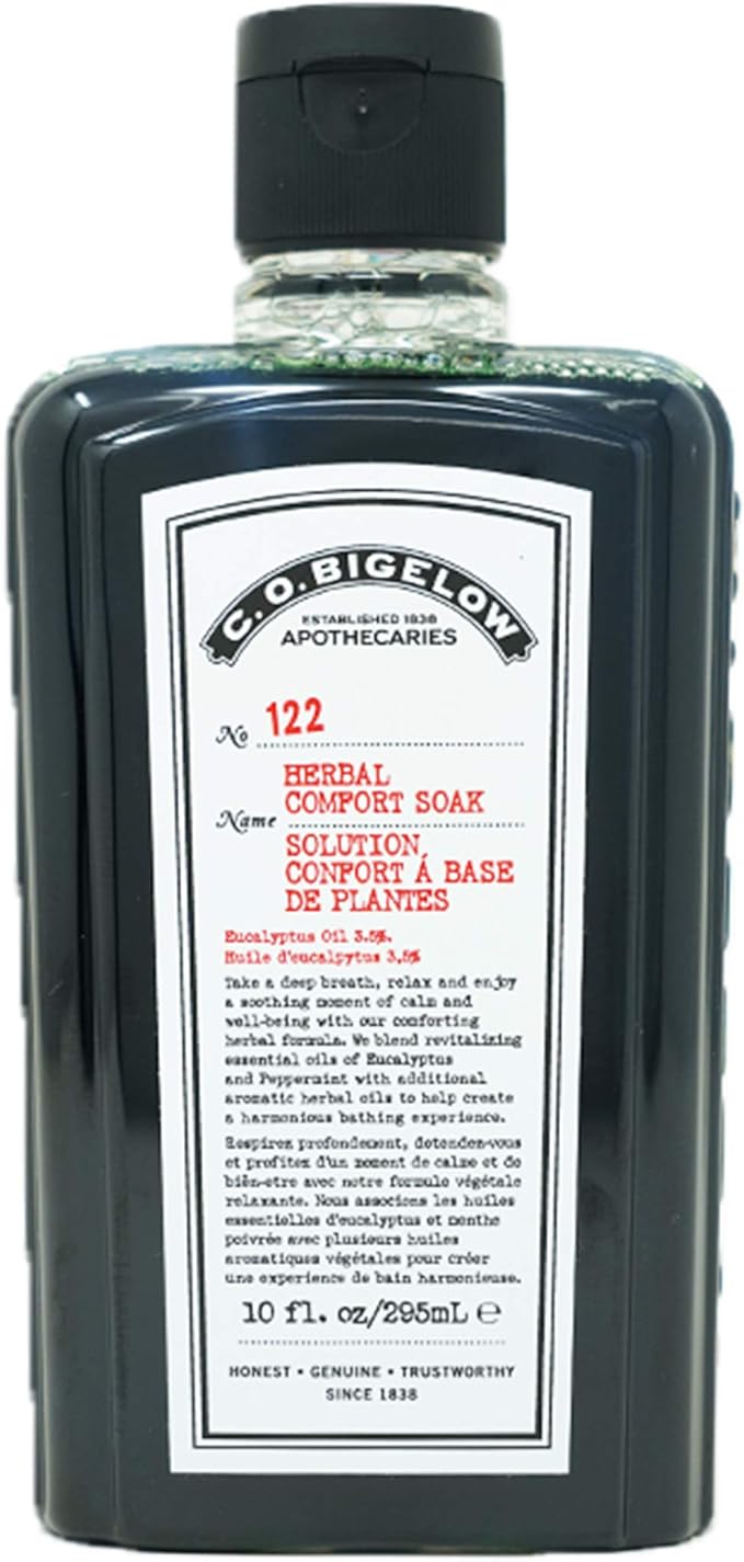 C.O. Bigelow Herbal Comfort Soak, Aromatherapy Bath Soak for Seasonal Discomfort, Relaxation, Muscle Relief with Essential Oils, Eucalyptus, Peppermint, Echinacea, 10 fl oz