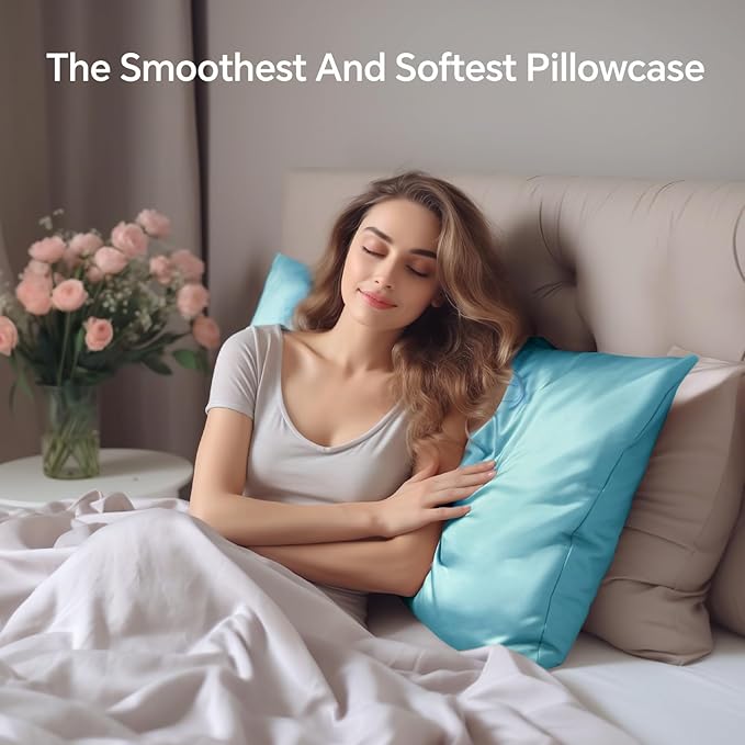 INFIIXSO Mulberry Silk Pillowcase for Hair and Skin, Silk Pillow Cases Standard Size with Hidden Zipper 20x26 Inches, Ultra Smooth and Soft Cooling Pillow Cases for Hot Sleepers(ICY Morn, 1 Pack)