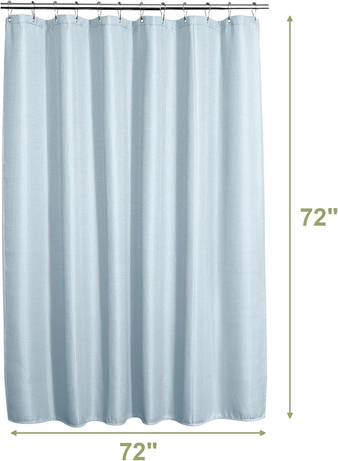 AmazerBath Fog Blue Shower Curtain Waffle Textured, Fabric Shower Curtain Misty Blue Thick Heavy Duty 240GSM Hotel Quality Bathroom Shower Curtains, Premium Polyester, 72 x 72 Inches