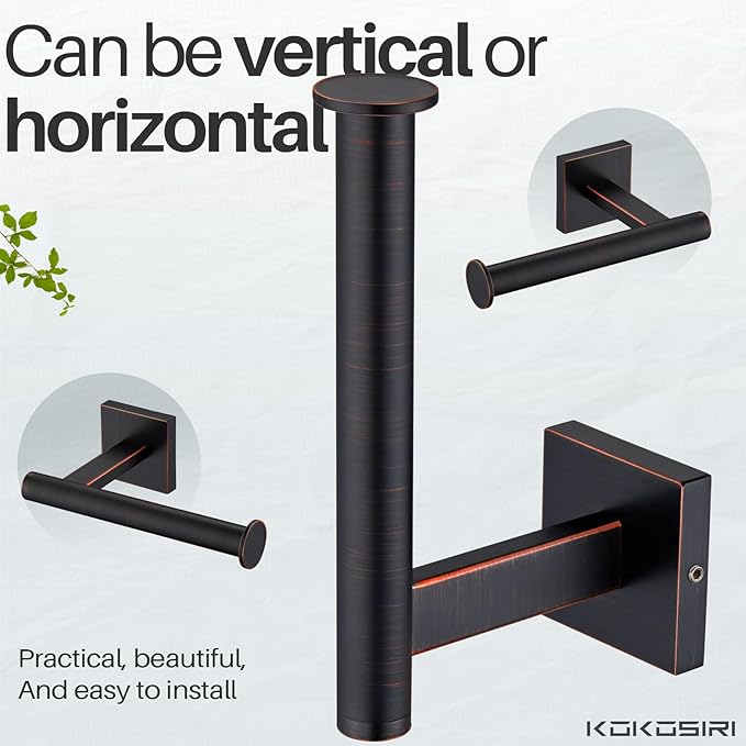 KOKOSIRI Toilet Paper Holder Oil Rubbed Bronze Toilet Roll Holder Hold Mega Rolls Kitchen Bathroom Tissue Paper Dispenser Stainless Steel, B2008ORB