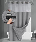 YellyHommy No Hook Shower Curtain with Snap in Liner Set Less Time Grey Waffle Shower Curtain for Bathroom 87" L x 72" W Gray