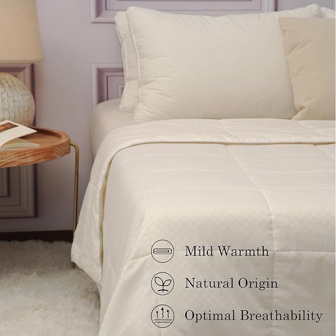 CUDDLE DREAMS Wool Comforter Duvet Insert, 100% Australian Wool Filling with Soft Noiseless Cotton Shell, Natural Warmth (Lightweight for Summer, King)
