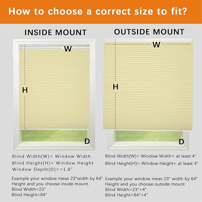 Persilux 100% Blackout Cordless Cellular Shades & Blinds Honeycomb Blinds Bottom up Thermal Insulated Window Shades for Home, Windows and Kitchen, Cream, 43" W x 38" H
