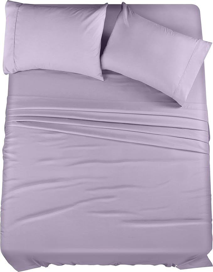Utopia Bedding Queen Sheet Set – 4 Piece Bed Sheets for Queen Size Bed, Soft and Breathable Microfiber, Includes 1 Fitted Sheet, 1 Flat Sheet and 2 Pillowcases (Lavender)
