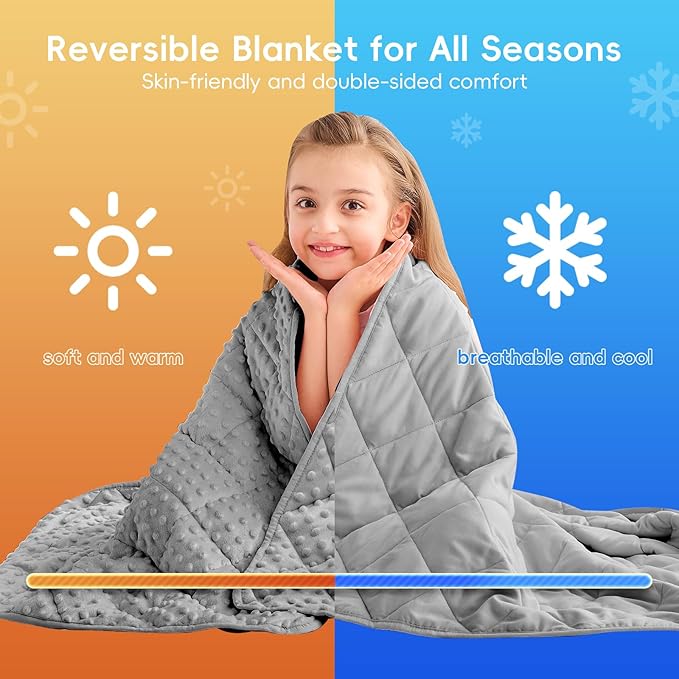 yescool Weighted Blanket 10 Pounds Grey Twin Size Cooling Weighted Throw Blanket, Minky Heavy Blankets Warm Weighted Comforter, Big Washable Thick Blankets Gift for 80-120lbs, 40 * 60in