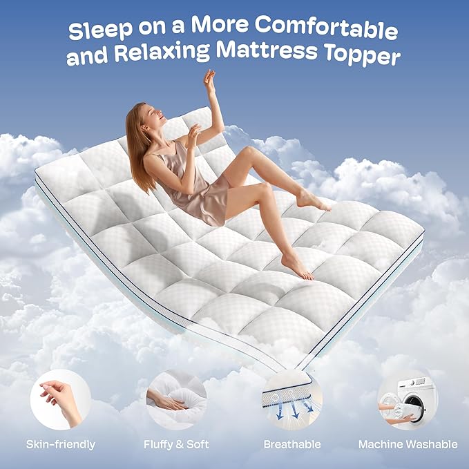 Full Size Mattress Topper, 4.5 Inch Memory Foam Mattress Topper for Back Pain & Pressure Relief, 2.5" Cooling Memory Foam Soft and Supportive + 2" Pillow Top Mattress Pad Cover, with 8-21" Deep Pocket