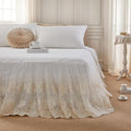 Brandream Luxury Cream White Lace Bed Skirt King Size 18 Inch Drop Split Corners Romantic Bed Cover Romantic Dust Ruffle Bed Skirts