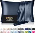 Mulberry Silk Pillow Cases Queen Size, Silk Pillowcase for Hair and Skin, Both Sides Natural Silk Satin Pillowcase for Sleeping Women with Zipper, Gifts for Women Men, Mood Indigo
