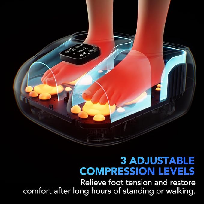 SKG Foot Massager with Heat and Remote, Upgrade Electric Feet Massager for Plantar Fasciitis Pain Relief, 3 Levels Compression Massage for Neuropathy Plantar Fasciitis, Up to Size 13 Home Office Use