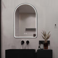 Niccy Arched LED Bathroom Mirror, 36"x24" Black Framed Arch Wall Lighted Mirrors, Arching Frontlit Vanity-Mirror with Memory Function for Bathroom Bedroom, Defogger and 3 Color, Explosion-Proof