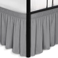 Biscaynebay Wrap Around Bed Skirts with Split Corners for Full Beds 17" Drop, Silver Grey Elastic Dust Ruffles Adjustable Easy Fit Wrinkle & Fade Resistant Silky Luxurious Fabric Machine Washable