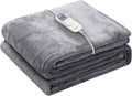 Wapaneus Heated Blanket Electric Throw 62" x 84" Twin Size with 10 Heat Levels and 12 Hours time Settings, Flannel Fast-Heating, ETL Listed, Machine Washable,Light Grey