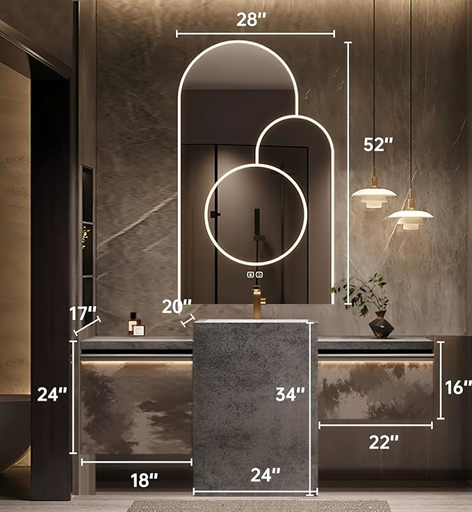 Single Sink Freestanding Bath Vanity, Modern Bath Vanity with LED Smart Mirror, 64IN Solid Wood Floating Bathroom Sink Cabinet with Marble Slate Top and Large Storage Drawer