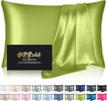 Mulberry Silk Pillow Cases Queen Size, Silk Pillowcase for Hair and Skin, Both Sides Natural Silk Satin Pillowcase for Sleeping Women with Zipper, Gifts for Women Men, Olive Green