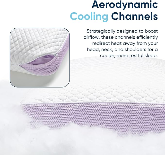 Vesta PurpleZen Eco-Luxe Down Pillow, Supportive, Adaptable, and Plush Pillow for Back, Stomach, or Side Sleepers, Washable Cooling Cover, Medium Profile (4.5" Height) & Soft (Pack of 1)
