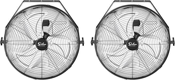 Simple Deluxe 20 Inch High Velocity 3 Speed, Black Wall-Mount Fan for Warehouse, Greenhouse, Workshop, Patio, Factory and Basement