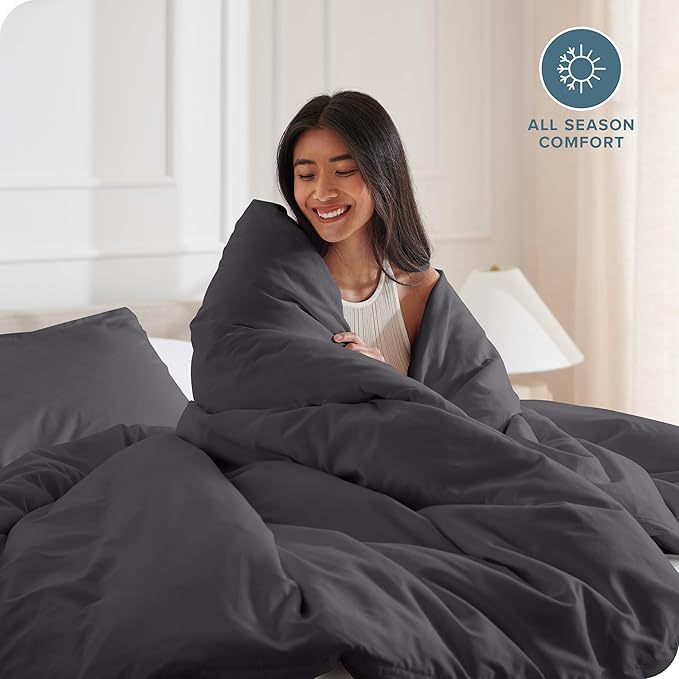 Bare Home Bedding Duvet Cover Extra Long Size - Premium 1800 Super Soft Collection - Lightweight, Cooling - Soft Breathable Bedding Duvet Cover (Twin/Twin XL, Forged Iron Grey)