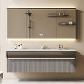 Solid Wood Bathroom Vanity Set - Wall Mounted Bathroom Cabinet with Light, Mirror with Light & Defog, Exquisite Accessories (Mirror Cabinet Style, 60'')