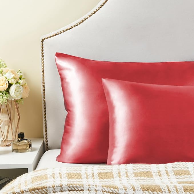 BEDELITE Satin Body Pillow Cover 2 Pack, Super Soft and Cooling Body Pillow Pillowcase for Hair and Skin, Breathable Silky Full Long Pillowcase Cover(20"x54", Baked Apple)