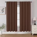 CUCRAF Brown Blackout Curtains 63 inch Length 2 Panels Set, Rod Pocket Room Darkening Drapes for Bedroom Living Room, Insulated Thermal Light Blocking Window Curtain (W52 x L63 Inch)