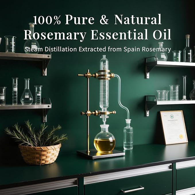 SU JUABA 4 Fl Oz Rosemary Essential Oil, 100% Pure Natural Aromatherapy Oil for Hair Growth, Skin, Nourish Scalp - 118ML