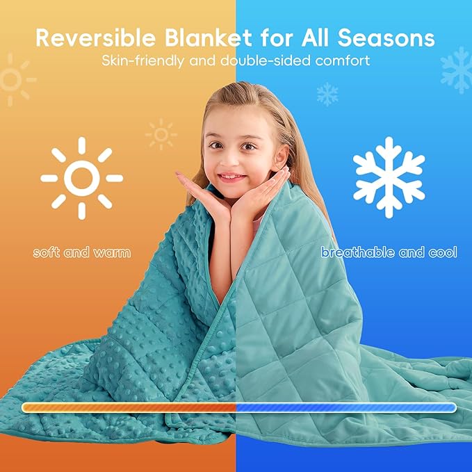 yescool Weighted Blanket 10 Pounds Teal Twin Size Cooling Weighted Throw Blanket, Minky Heavy Blankets Warm Weighted Comforter, Big Washable Thick Blankets Gift for 80-120lbs, 40 * 60in