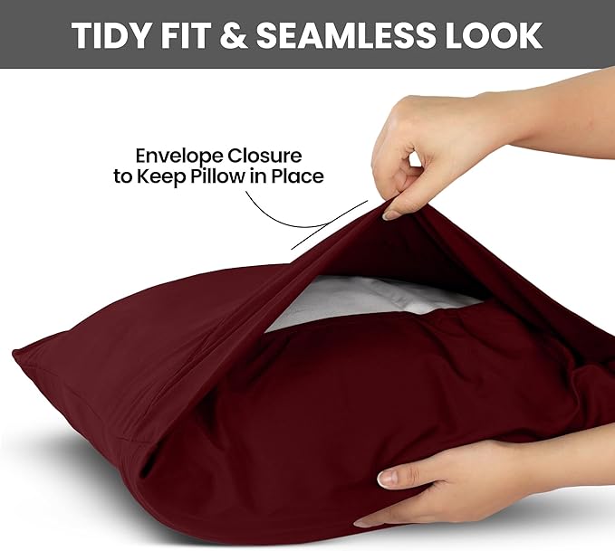 Pillow Covers by Utopia Bedding - King Size 2-Pack – Soft Brushed Microfiber – Perfect for Hospitals, Hotels, Guest Rooms – Oeko-TEX Certified, 20x40 Inches (Burgundy)