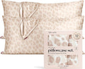 Kitsch Satin Pillowcase, Softer Than Silk Pillow Cases, Cooling Pillow Covers, King Size Pillow Cases Set of 2, Satin Pillowcase with Zipper for Hair, Skin & Quality Sleep, 19"x36" Leopard, 2pcs