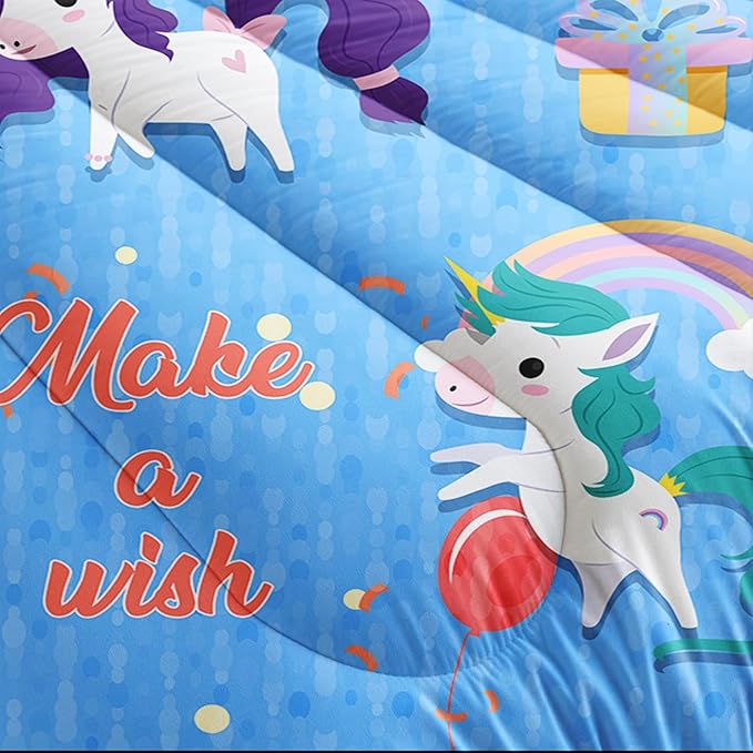 Rainbow Unicorn Comforter Set Full，Kids Bedding Sets for Girls Full Unicorn