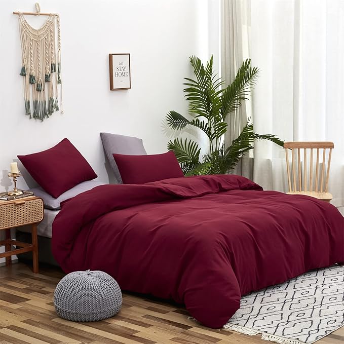 Cottonight Burgundy Comforter Queen Women Girls Wine Red Bedding Comforter Set Claret Dark Red Comforter Soft Breathable Claret Blanket Quilt Durable Comforter Set Queen Bed