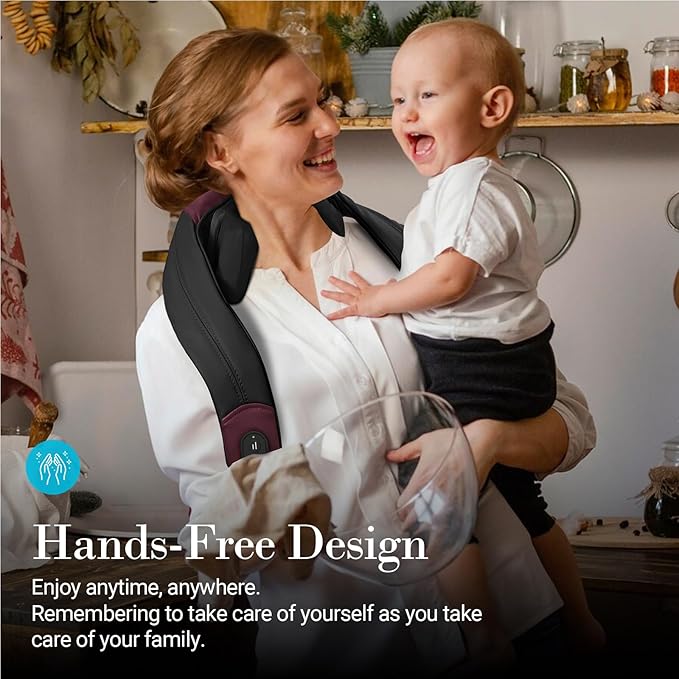 Shiatsu Neck Massager with Heat - Ideal Gift for Her,Him Cordless 4D Expert Neck Shoulder Massage for Pain Relief,Upgarded Kneading Massager for Muscle Relaxation